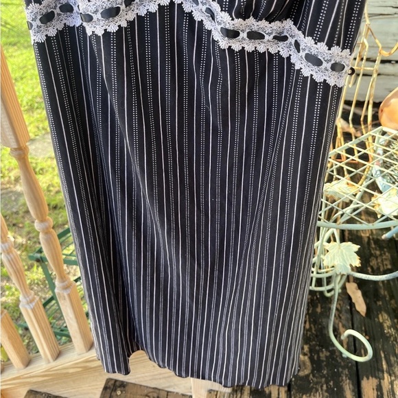 California Dynasty Pinstripe Lace Ribbon Full Slip Sz L Black Pink Vtg 00s Y2K - Picture 3 of 7